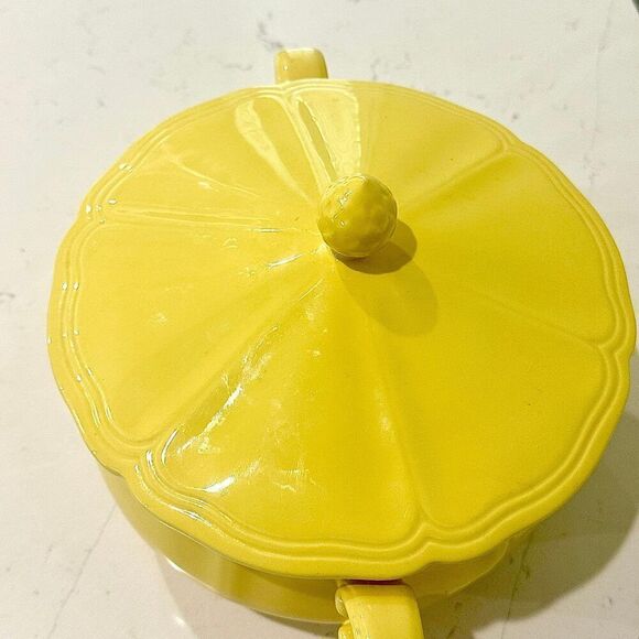 Yellow Buttercup Ironstone Vintage Covered Vegetable Bowl With Handles - Picture 4 of 8